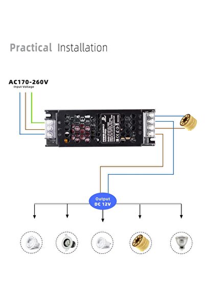 Generic LED Driver Slim Power Supply AC 170-260V to 24V DC, up to 400W (Generic)