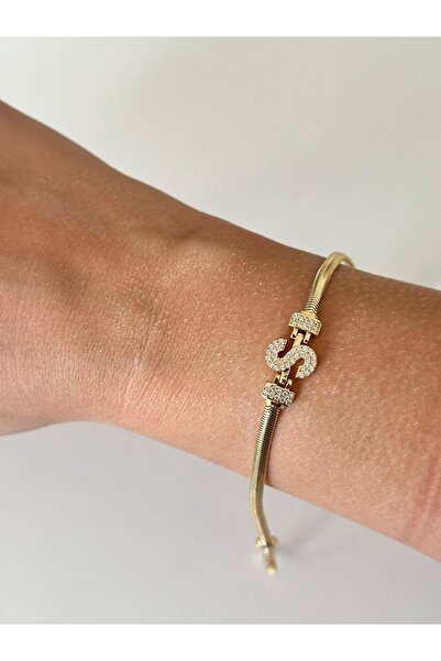 Charmist 14K Çelik Üzeri Altın Kaplama Kuyumcu İşçiliği Harf Bileklik