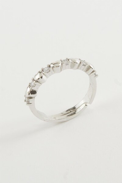 ZERO LAND Hn-Shop Heart Stone Ring-Silver Color