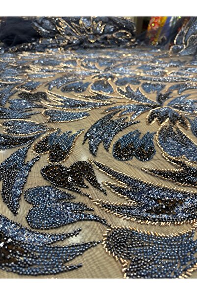 OsmanKumaşDantel Makina kasnak işi yoğun boncuk taş payet işlemeli dantel (10...