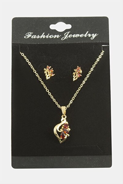 ZERO LAND 1610651749 حجر الزركون الزهري (205106) طقم قلادة-أخضر