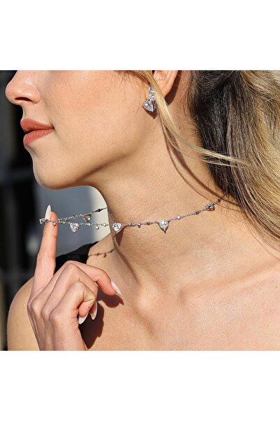 Necati Gün Mozanit Taşlı Kalp Gümüş Kolye