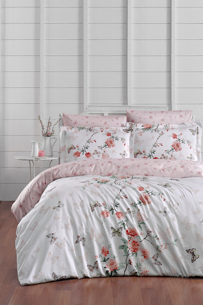 First Choice Matilde %100 Pamuk Saten 200 TC (80 Tel) Çift Kişilik Nevresim T...