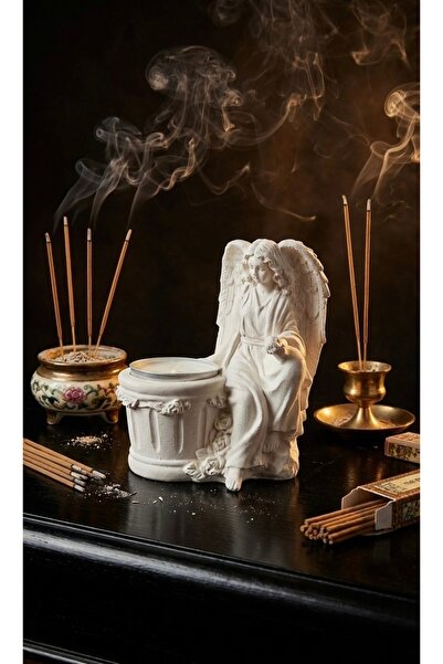 ZEROXO Dekoratif Melek Figürlü Tealight Mumluk - Estetik Tasarım Masaüstü Biblo ve Şamdan