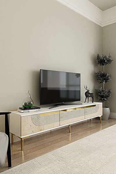 CENEYRA TSA1805BTG - MEYRA TSA180 TV STAND, TV SEHPASI ve TV ÜNİTESİ BEYAZ-TR...
