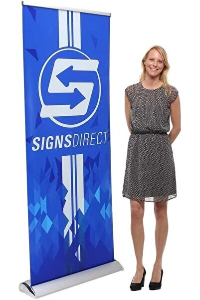 ALAYRA International حامل لافتة قابل للتخصيص والسحب، عبوة من قطعتين، 33 × 81