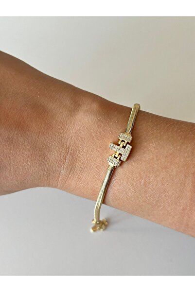 Charmist 14K Çelik Üzeri Altın Kaplama Kuyumcu İşçiliği Harf Bileklik