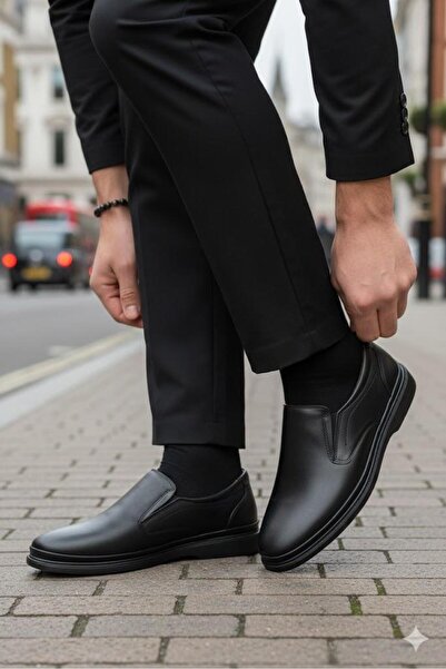 Mehmet Mete 9111 Pantofi pentru bărbați din piele naturală moale, cu suport a...