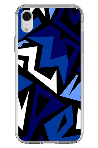 TechTree حافظة سيليكون حديثة متوافقة مع هاتف iPhone XR باللون الأزرق الهندسي ...