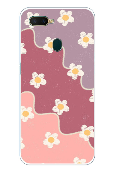 TechTree حافظة سيليكون متوافقة مع هاتف اوبو A5S-AX7-A12 بلون الورد المجفف وال...