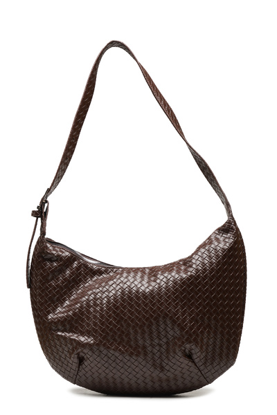 LOTUSVİE Brown Women's Shoulder Bag with Knitted Detail and Adjustable Strap