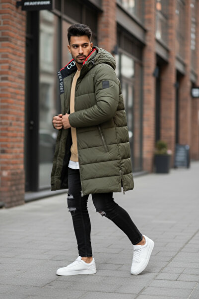 dehaine Men's long winter jacket with side zippers, A08