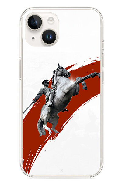 TechTree حافظة سيليكون متوافقة مع هاتف iPhone 13-14 بتفاصيل حصان أتاتورك مطبوع