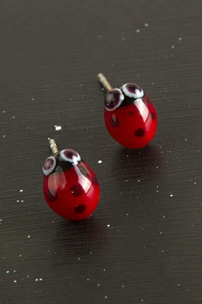 ZERO LAND 1611506749 حلق زجاجي على شكل يراعة (220615) - أحمر