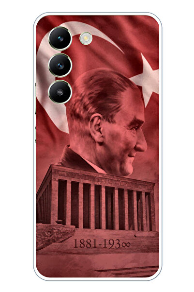 TechTree جراب سيليكون متوافق مع Vivo V30 Lite يحمل صورة أتاتورك وانيماتيكابير...