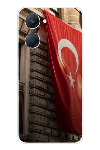 TechTree حافظة سيليكون متوافقة مع هاتف Vivo Y18 على شكل العلم التركي مطبوع