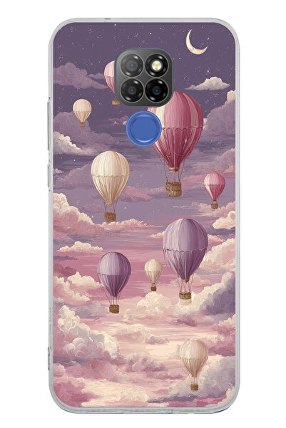 TechTree حافظة سيليكون متوافقة مع جهاز General Mobile GM 20 باللون الأرجواني السماوي والبالون الطائر مطبوع