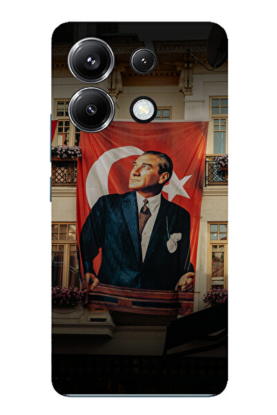 TechTree حافظة سيليكون متوافقة مع هاتف Poco X6 PRO بتفاصيل علم كبير أتاتورك م...