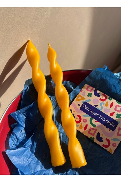 Daisyyartxstudio Zarif şamdan mum sarı 2 adet