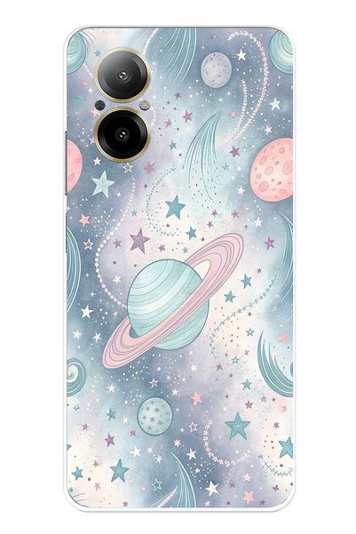 TechTree Realme 12 Lite Compatible Soft Colorful Planets Printed Silicone Case