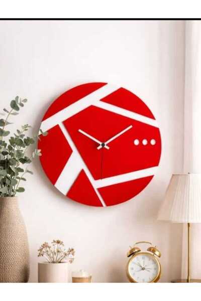 mrchediyesepeti ساعة حائط من الخشب المضغوط مقاس 40 سم، تصميم زخرفي، آلية صامتة، أنيقة للمنزل والمكتب، رقم القطعة: mrc9007