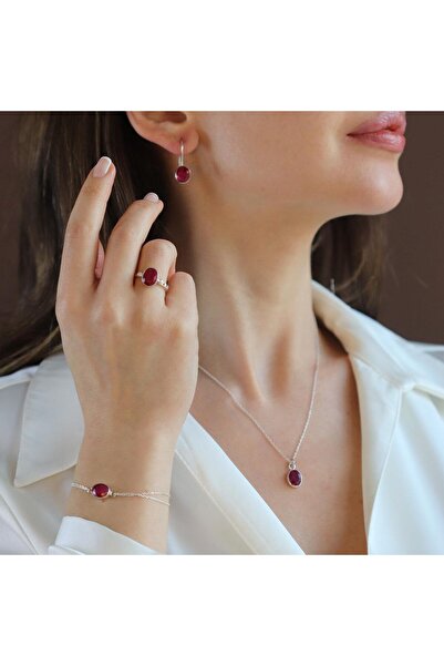 Necati Gün Yakut Doğaltaş Gümüş Set