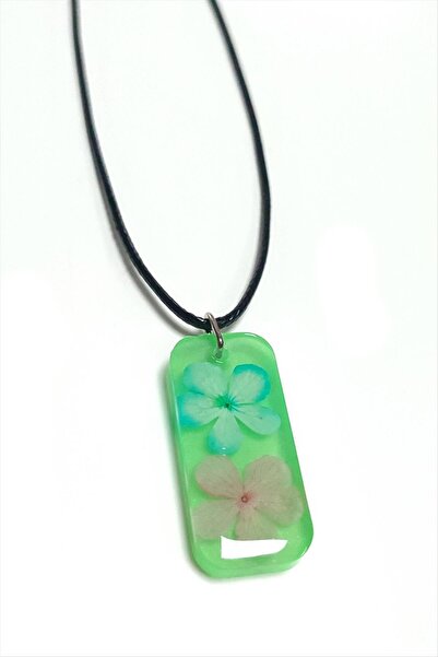 ZERO LAND Snowball Flower Rectangular Epoxy Pendant