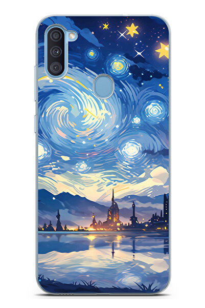 TechTree حافظة سيليكون متوافقة مع هاتف سامسونج جالاكسي A11-M11 بتصميم السماء ...