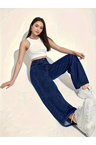 Astrid Women's Jeans Palazzo Shabby Casual Jean High Waist Denim Jeans
