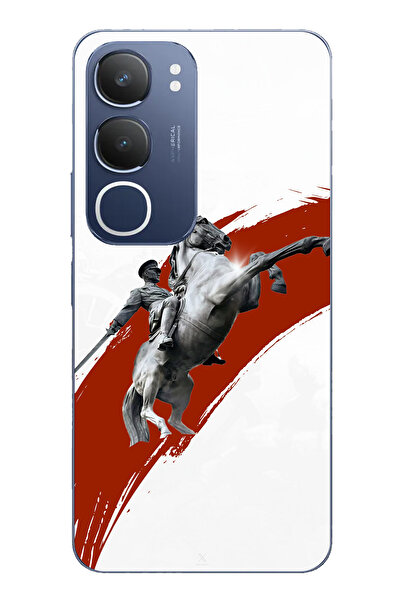 TechTree حافظة سيليكون متوافقة مع هاتف Vivo Y19s بتصميم حصان راقد وتفاصيل أتاتورك مطبوع