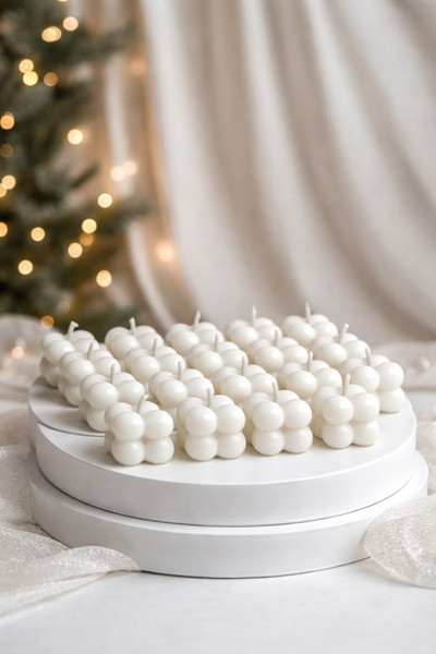 Glowa 25 Adet Mini Bubble Mum – Düğün, Nişan ve Söz İçin Şık Hediyelik Mum Seti