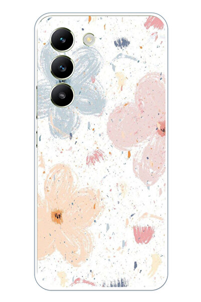 TechTree حافظة سيليكون مطبوع متوافقة مع هاتف Vivo V30 Lite بنمط زهور تجريدية ...