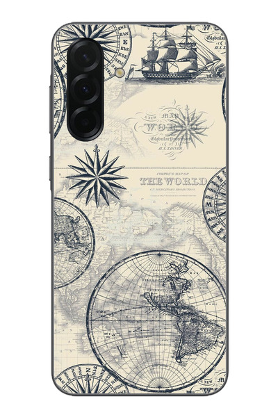 TechTree حافظة سيليكون متوافقة مع هاتف سامسونج جالاكسي A36 تحمل خريطة العالم ...