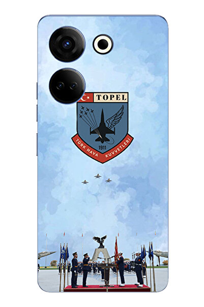 TechTree حافظة سيليكون متوافقة مع القوات الجوية التركية مطبوع لهاتف Tecno Cam...