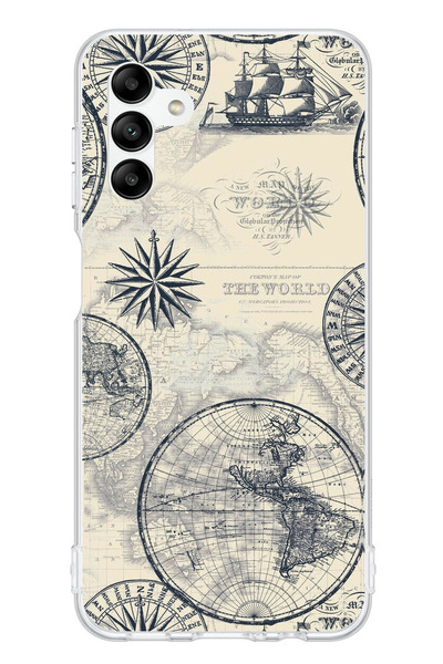 TechTree حافظة سيليكون متوافقة مع هاتف سامسونج جالاكسي A04s تحمل خريطة العالم...