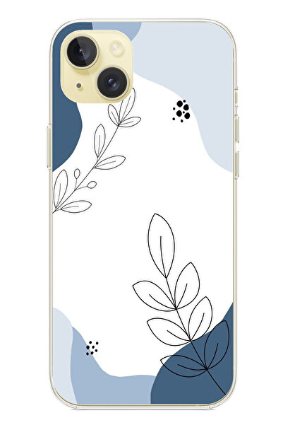 TechTree حافظة سيليكون متوافقة مع هاتف iPhone 15 PLUS باللون الأزرق وخطوط نبا...