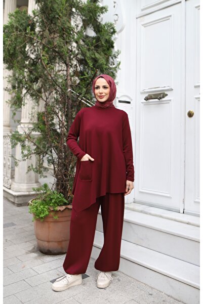 NİSUM MODA Asymmetrical Cut Pocket Modal Suit
