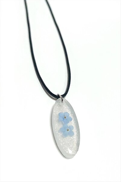 ZERO LAND Sepetim Don'T Forget Flower Oval Epoxy Pendant-White