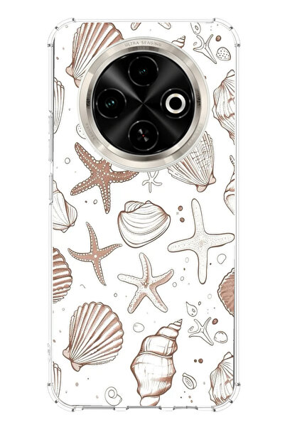 TechTree حافظة سيليكون مطبوع متوافقة مع هاتف Tecno Spark 30C مع نجم البحر الب...