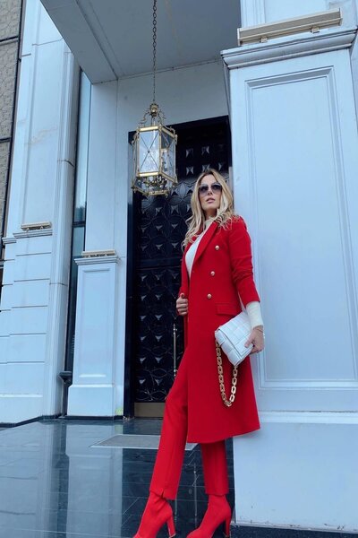 Rain and River BLAZER MAXİ BOY KAŞE KABAN