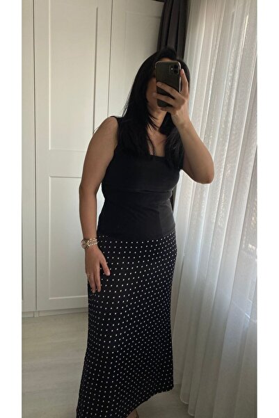 CARDINAL Puantiyeli Maxi Boy Saten Etek