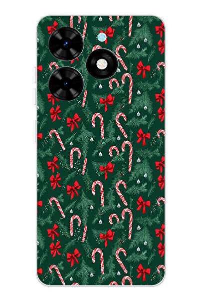 TechTree حافظة سيليكون متوافقة مع Tecno Spark 20-20C على شكل شجرة الصنوبر وعص...