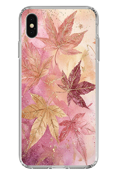 TechTree حافظة سيليكون متوافقة مع هاتف iPhone X-XS باللون الوردي والأحمر الدا...