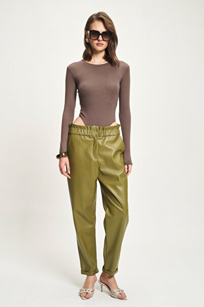 Lijuri Waist gathered leather carrot pants 0098 r5-f-k2