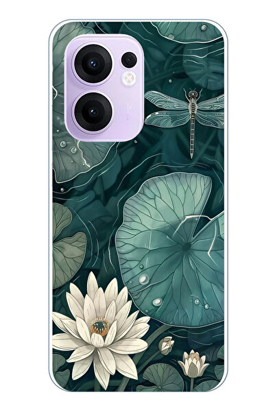 TechTree حافظة سيليكون متوافقة مع هاتف OPPO Reno 13F على شكل زهرة اللوتس والض...