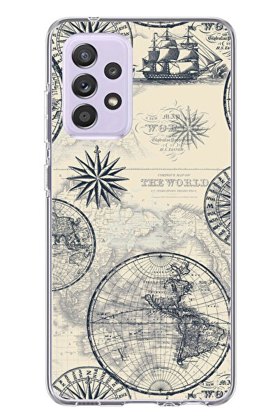 TechTree حافظة سيليكون متوافقة مع هاتف سامسونج جالاكسي A72 تحمل خريطة العالم ...