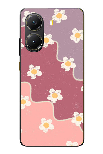 TechTree حافظة سيليكون متوافقة مع POCO X7 PRO بلون الورد المجفف والليلكي المموج مطبوع