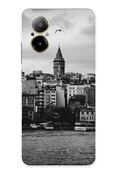 TechTree جراب سيليكون مطبوع متوافق مع هاتف Realme 12 Lite مع مناظر برج غالاتا...