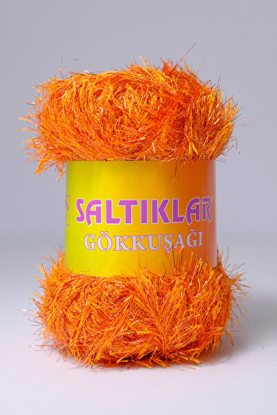 SALTIKLAR Rainbow Glitter Yumoş Premium Glitter Bearded Yarn 100Gr/110M Orange-103