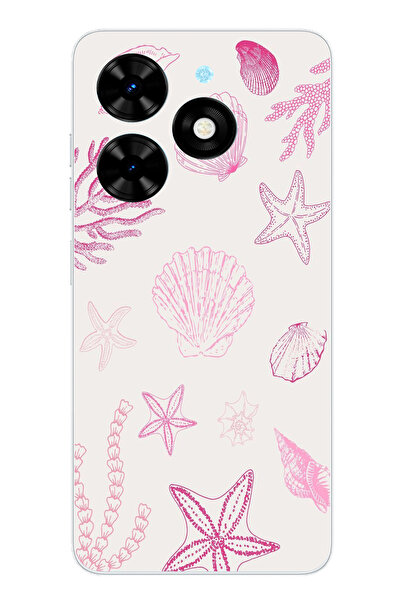 TechTree حافظة سيليكون متوافقة مع هاتف Tecno Spark 20-20C باللون الوردي وStar...